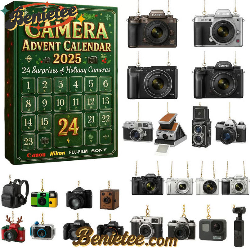 Camera Advent Calendar 2025, Christmas Countdown Advent Calendar Gift Box with 24 Acrylic Ornaments