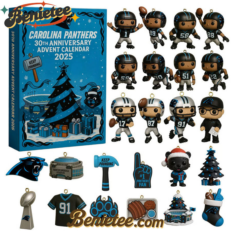 Carolina Panthers Advent Calendar 2025 30th Anniversary Christmas Gift, Christmas Idea, Christmas Countdown Advent Calendar Gift Box with 24 Acrylic Ornaments