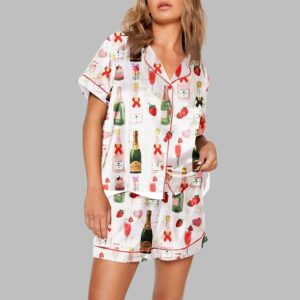 Champagne Strawberries Macarons Pajama Set