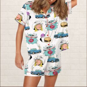 Music Lover Silky Satin Pajama Set For Women