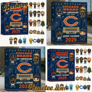 Chicago Bears 2025 Advent Calendar 105th Anniversary (1920 - 2025) Christmas Idea, Christmas Gift, Christmas Countdown Advent Calendar Gift Box with 24 Acrylic Ornaments