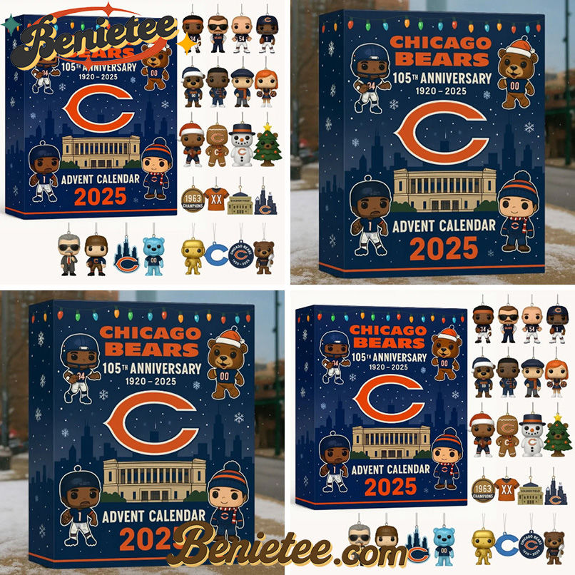 Chicago Bears 2025 Advent Calendar 105th Anniversary (1920 - 2025) Christmas Idea, Christmas Gift, Christmas Countdown Advent Calendar Gift Box with 24 Acrylic Ornaments