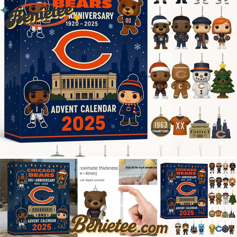 Chicago Bears 2025 Advent Calendar 105th Anniversary (1920 - 2025) Christmas Idea, Christmas Gift, Christmas Countdown Advent Calendar Gift Box with 24 Acrylic Ornaments - Image 2