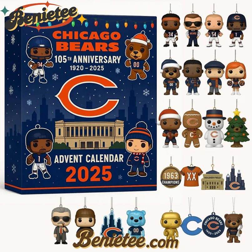 Chicago Bears 2025 Advent Calendar 105th Anniversary (1920 - 2025) Christmas Idea, Christmas Gift, Christmas Countdown Advent Calendar Gift Box with 24 Acrylic Ornaments - Image 3