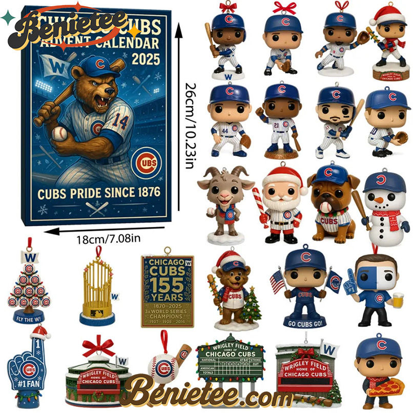 Chicago Cubs Advent Calendar 2025 149th Anniversary Christmas Gift, Christmas Idea, Christmas Countdown Advent Calendar Gift Box with 24 Acrylic Ornaments - Image 2
