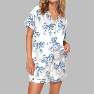 Chinoiserie Bow Pajama Set For Women