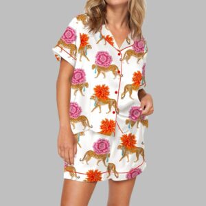 Chinoiserie Cheetah Pajama Set For Women
