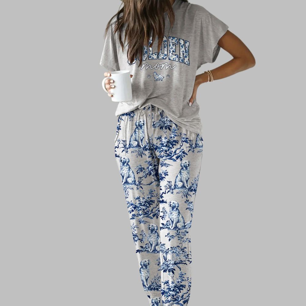 Chinoiserie Golden Retriever Casual Pajama Set - Image 2