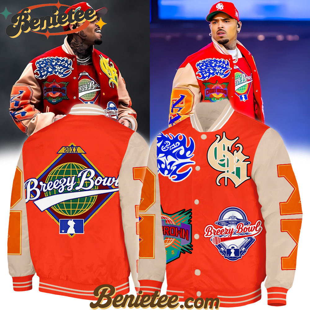Chris Brown Breezy Bowl XX Bomber Jacket, Personalized Chris Brown Tour Jacket, Chris Brown Breezy Bowl Bomber Jacket, Breezy Bowl XX 2025 Bomber Jacket