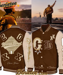 Alternative view of Chris Brown Breezy Bowl XX Brown Bomber Jacket, Personalized Chris Brown Tour Jacket, Chris Brown Breezy Bowl Bomber Jacket, Breezy Bowl XX 2025 Bomber Jacket