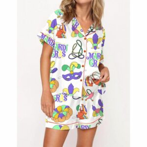 Christian Mardi Gras Satin Pajama Set For Women