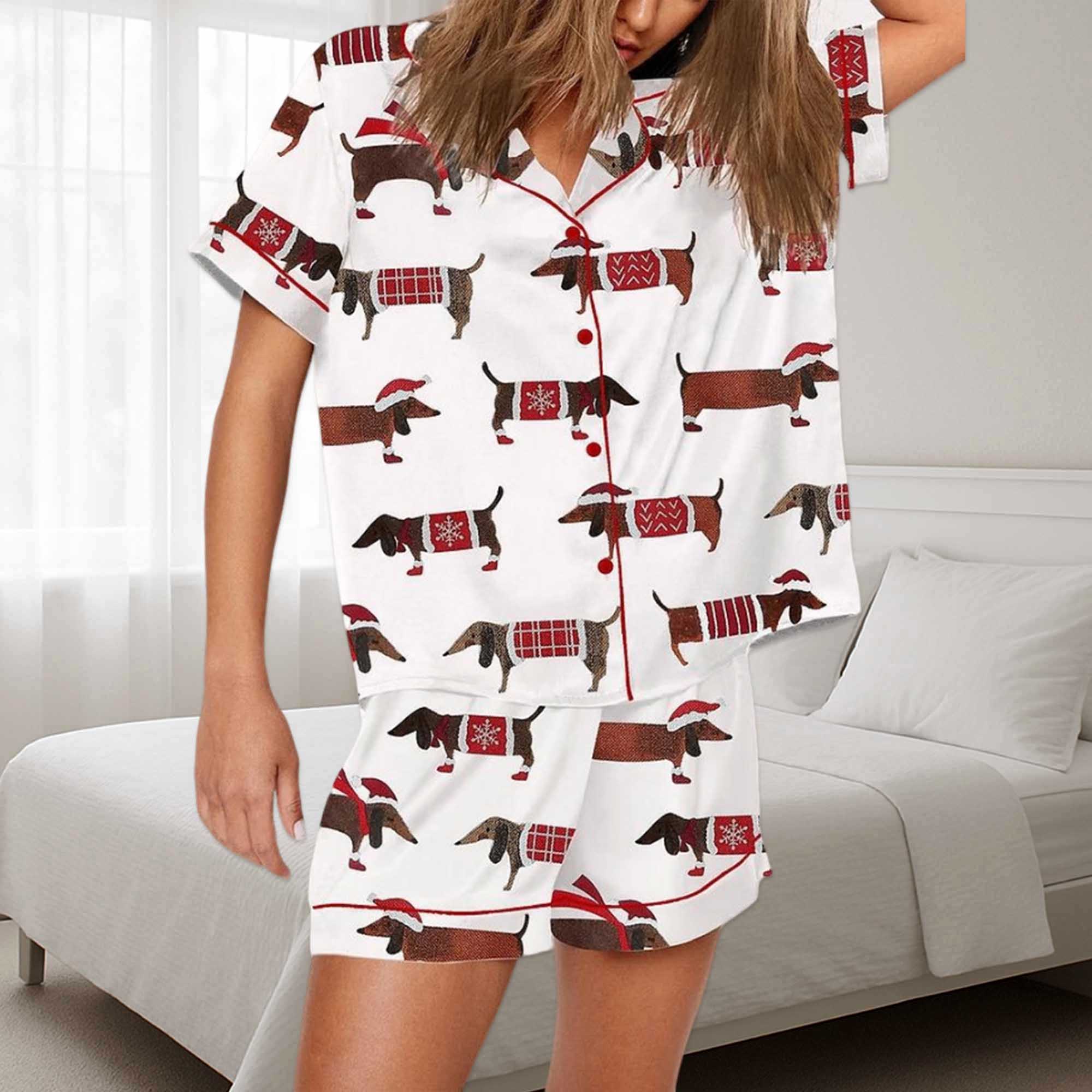 Christmas Dachshund Pajama Set For Women - Image 2