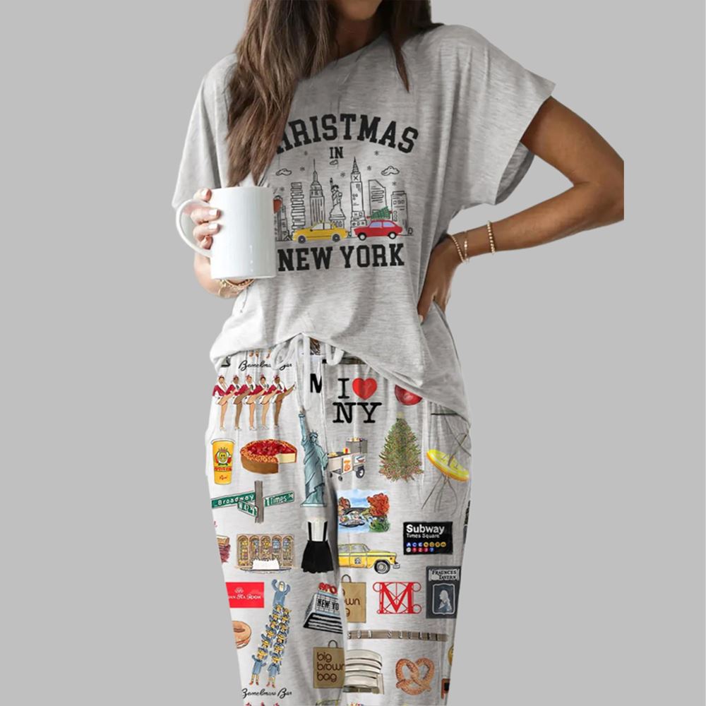 Christmas In New York Casual Pajama Set For Women