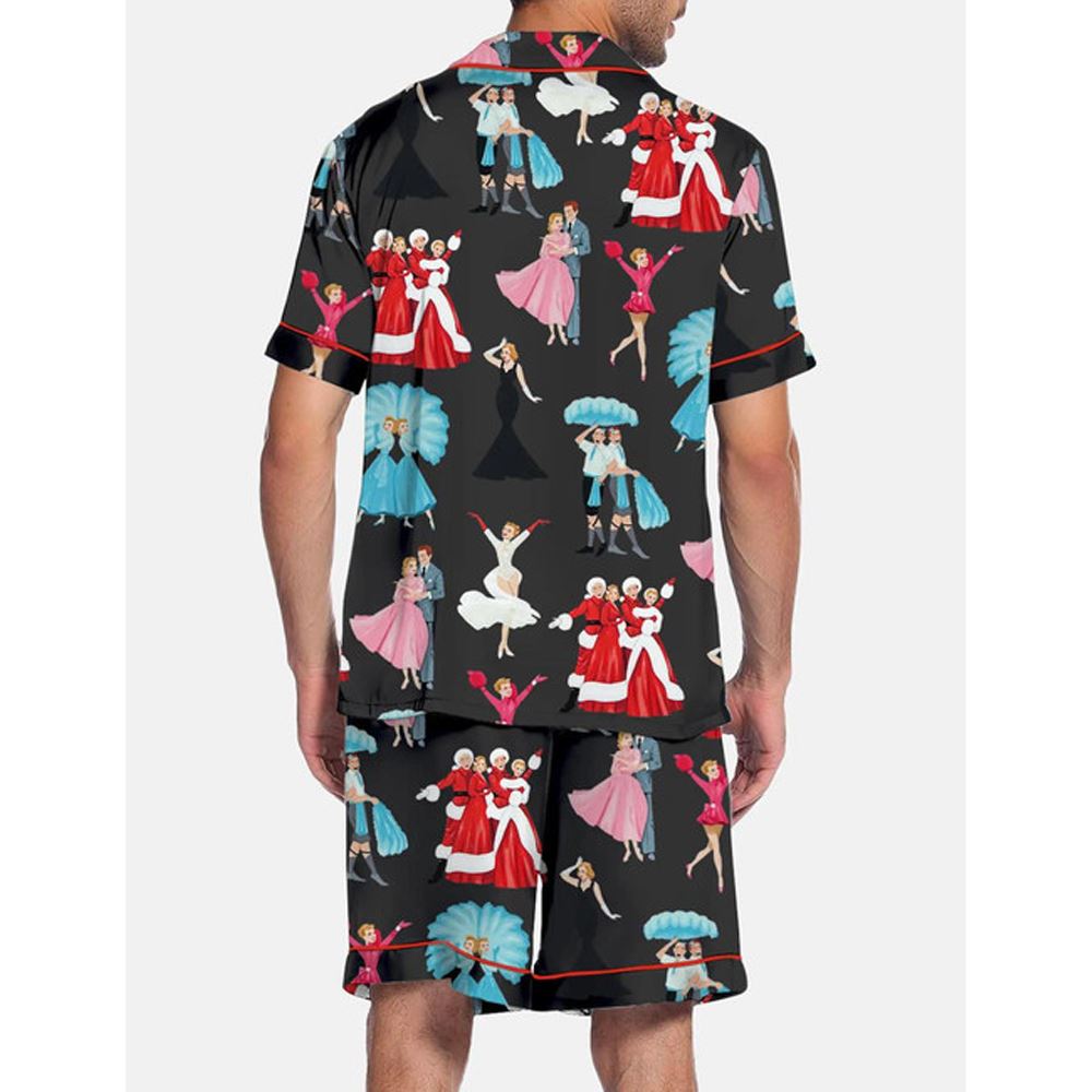 Christmas Print Satin Pajama Set For Men - Image 2