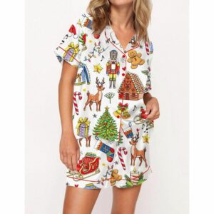 Christmas Things Satin Pajama Set For Women