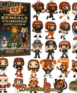 Cincinnati Bengals Advent Calendar 2025, Christmas Countdown Advent Calendar Gift Box with 24 Acrylic Ornaments