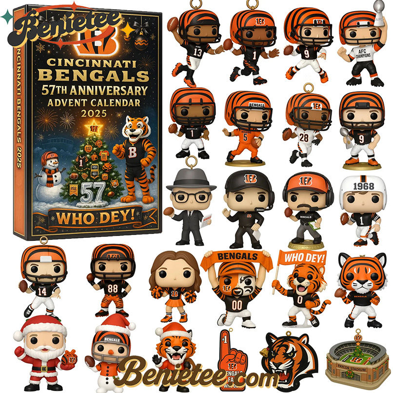 Cincinnati Bengals Advent Calendar 2025, Christmas Countdown Advent Calendar Gift Box with 24 Acrylic Ornaments