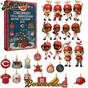 Cincinnati Reds Advent Calendar 2025 50th Anniversary Christmas Gift, Christmas Idea, Christmas Countdown Advent Calendar Gift Box with 24 Acrylic Ornaments