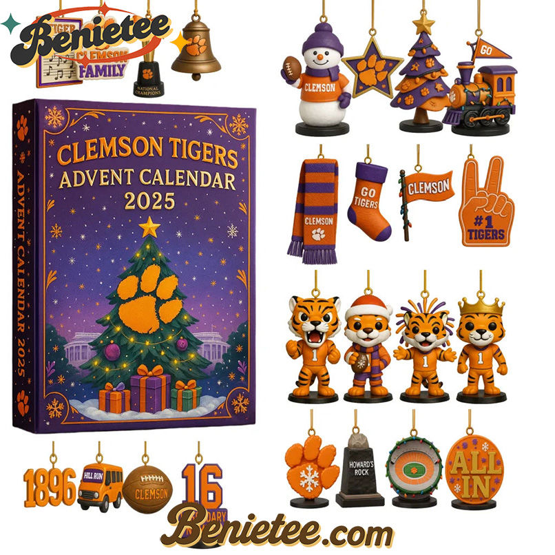 Clemson Tigers Advent Calendar, Christmas Countdown Advent Calendar Gift Box with 24 Acrylic Ornaments - Image 2