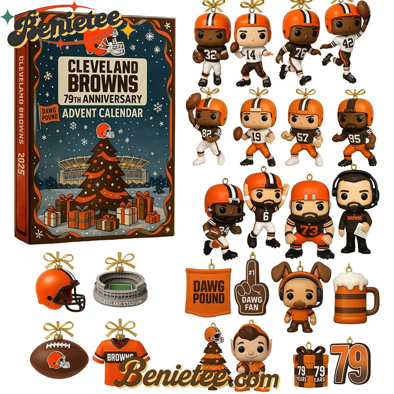 Cleveland Browns 79th Anniversary Advent Calendar 2025 Christmas Gift, Christmas Idea, Christmas Countdown Advent Calendar Gift Box with 24 Acrylic Ornaments