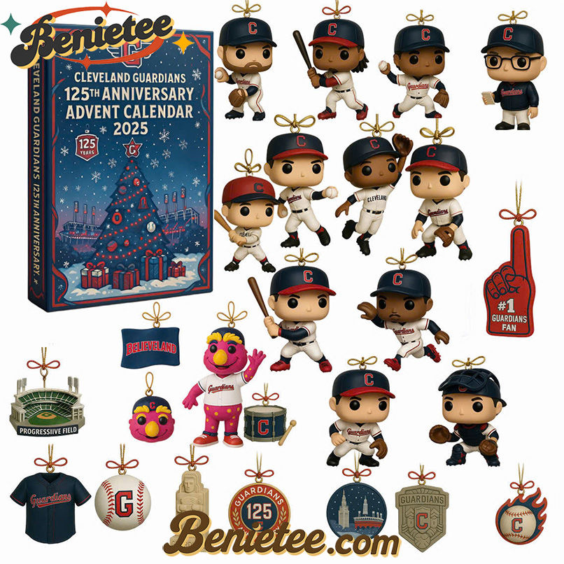 Cleveland Guardians Advent Calendar 2025 125th Anniversary Christmas Gift, Christmas Idea, Christmas Countdown Advent Calendar Gift Box with 24 Acrylic Ornaments