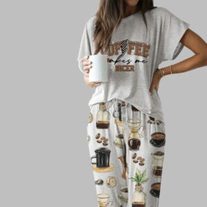 Coffee Lovers Art Casual Pajama Set
