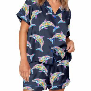 Colorful Dolphins Pajama Set For Women