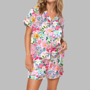 Colorful Flowers Floral Pajama Set