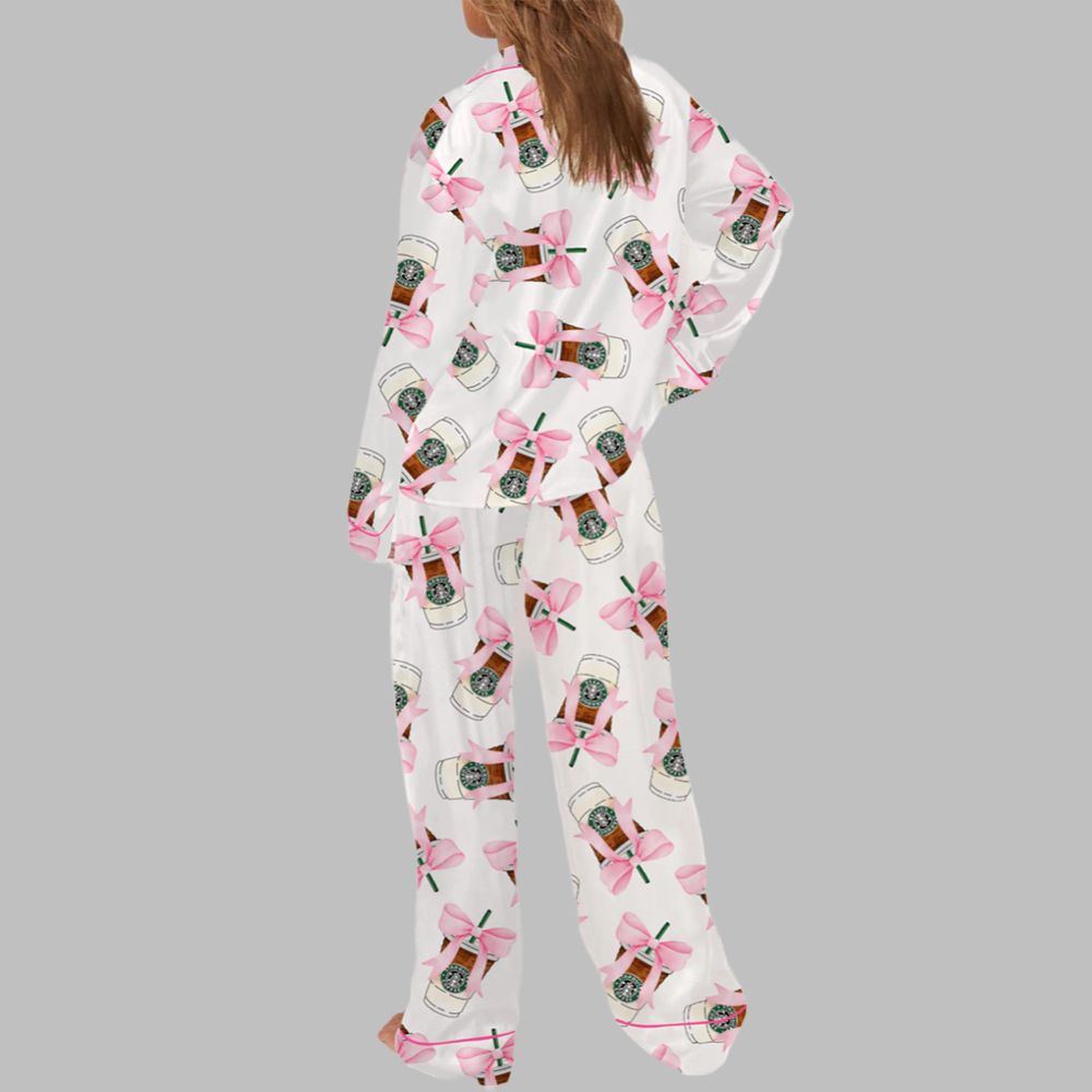 Coquette Coffee Pajama Set For Women - Image 3