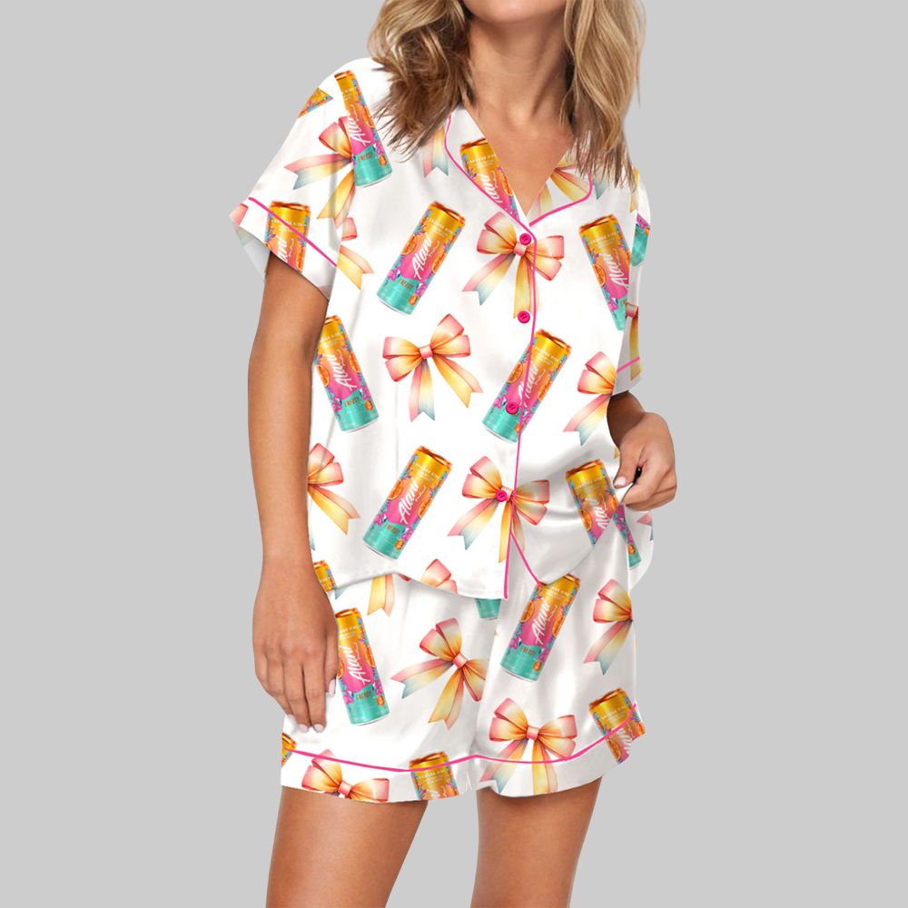 Coquette Orange Energy Drink Pajama Set For Women