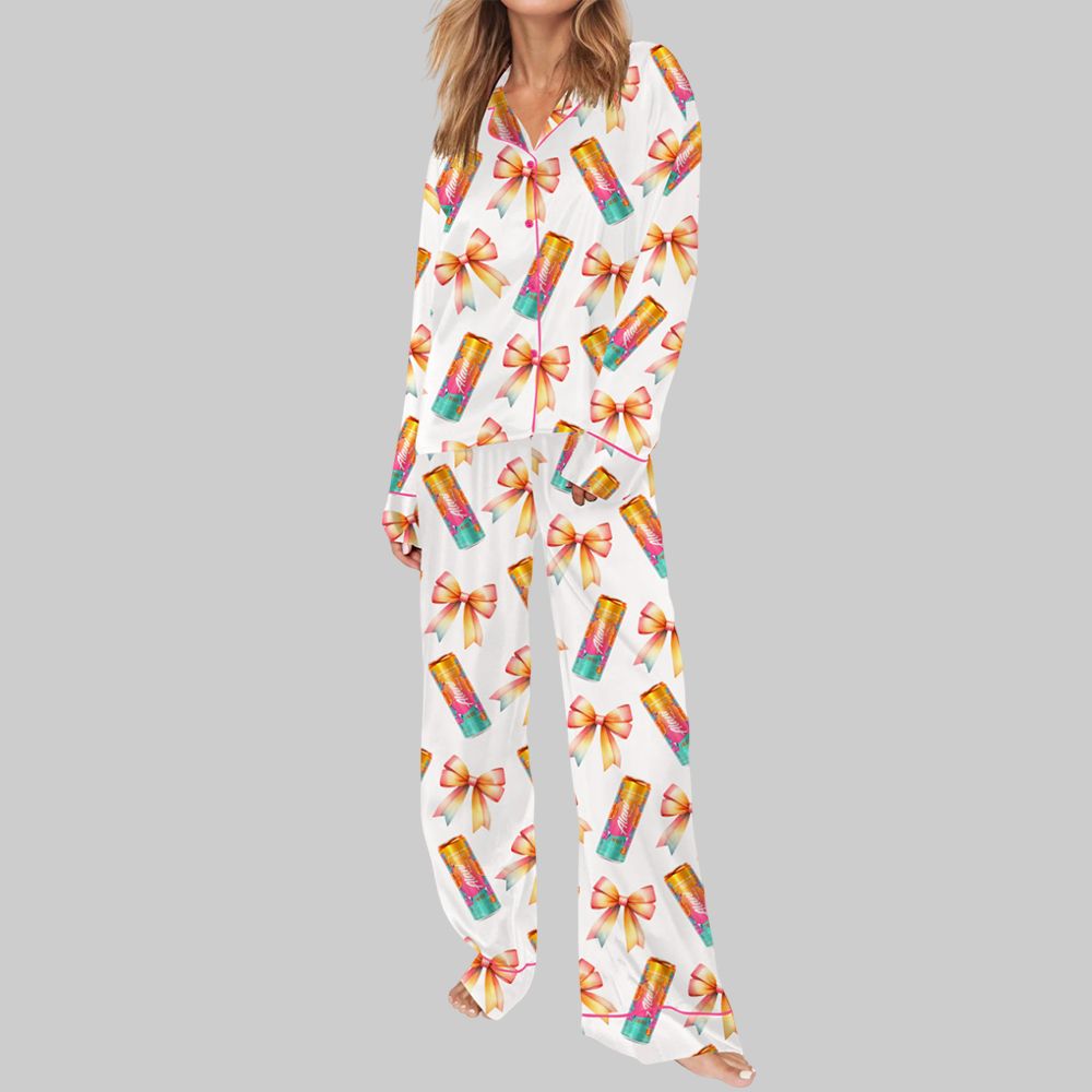 Coquette Orange Energy Drink Pajama Set For Women - Image 3