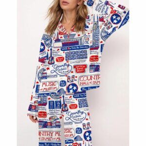 Country Music Satin Pajama Set For Women