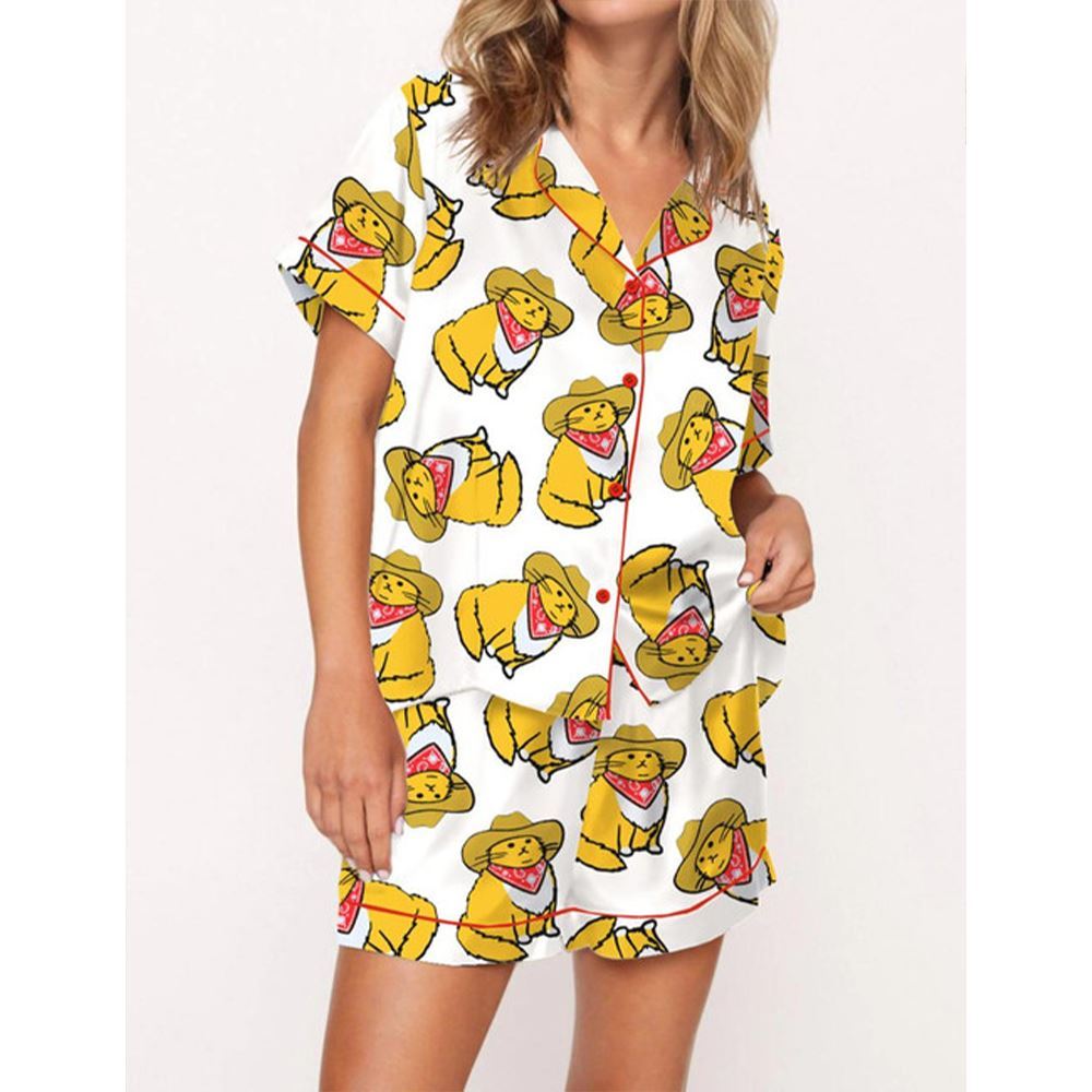 Cowboy Cat Pajama Set For Women