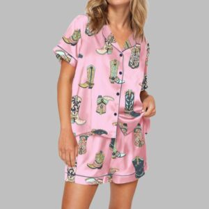 Cowgirl Boots Concert Satin Pajama Set For Women