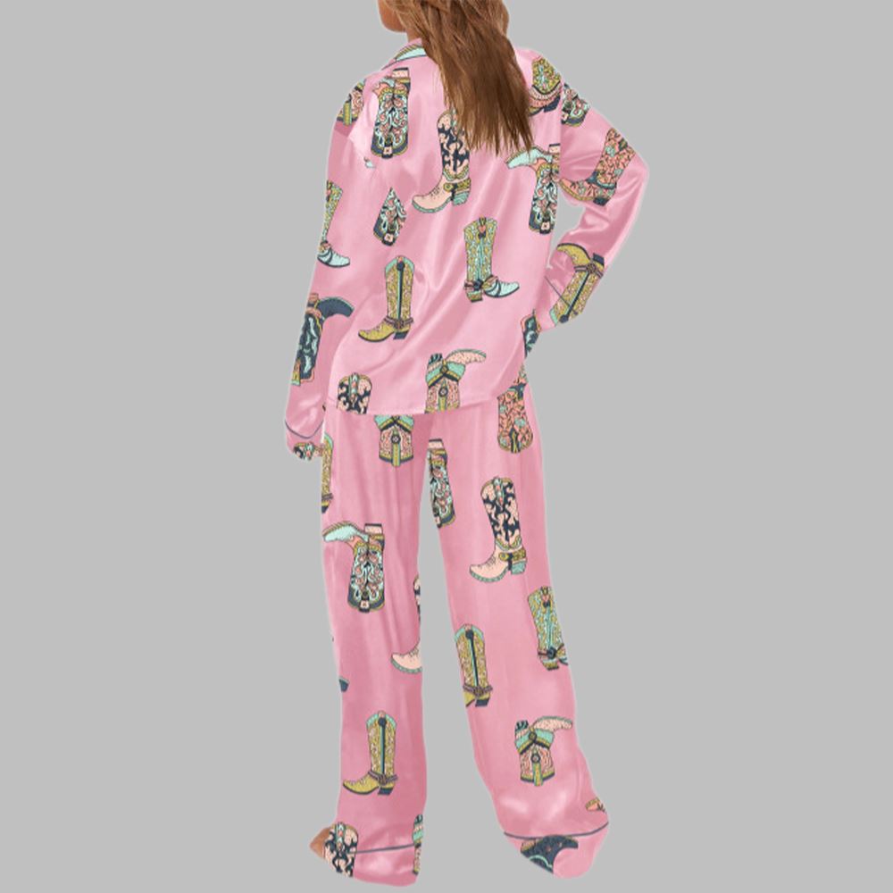 Cowgirl Boots Concert Satin Pajama Set For Women - Image 3