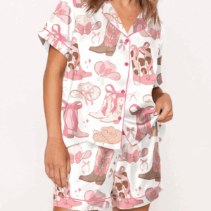 Cowgirl Coquette Satin Silk Pajama Set For Women