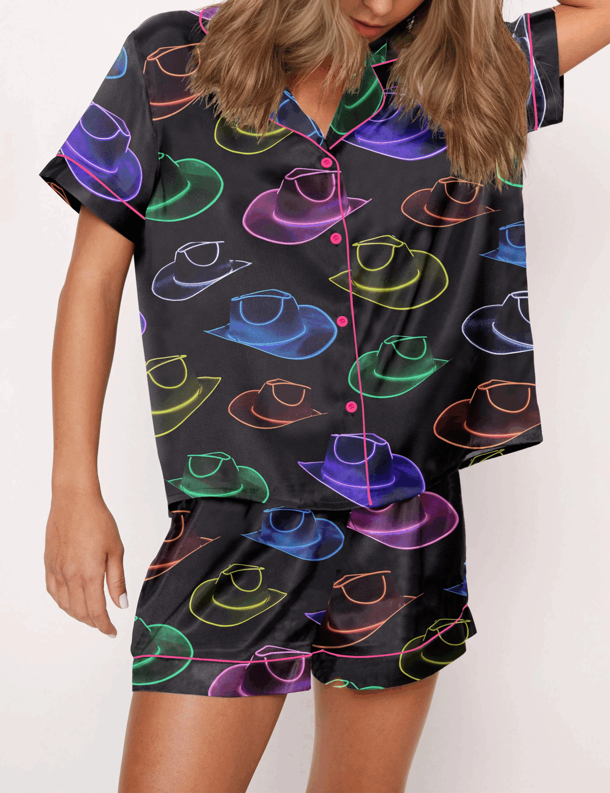 Cowgirl Hat Party Silk Satin Pajama Set For Women - Image 2