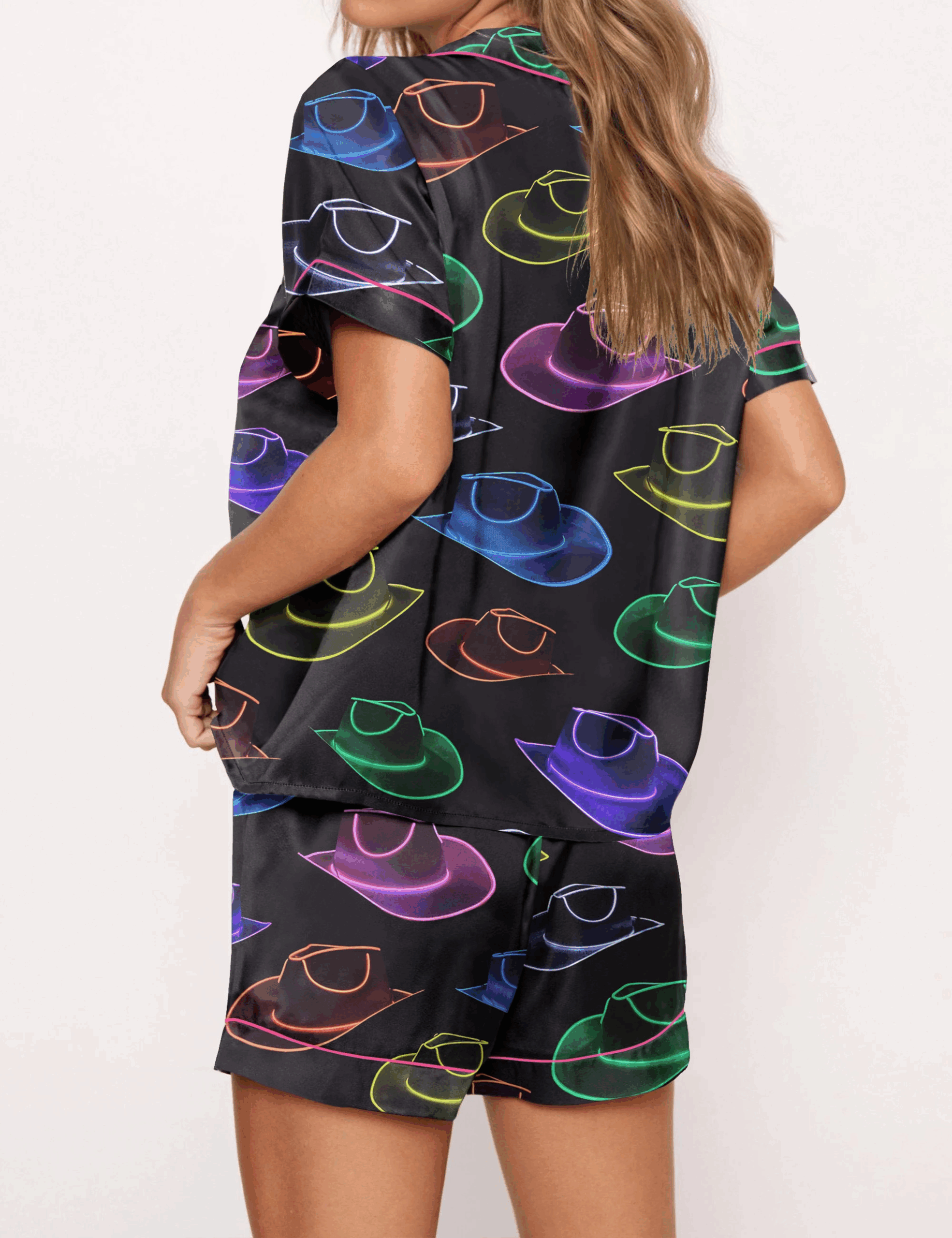 Cowgirl Hat Party Silk Satin Pajama Set For Women - Image 3
