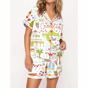Croatia Travel Satin Pajama Set