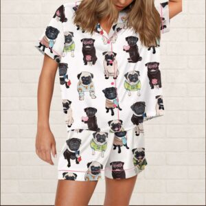 Cute Pug Silky Satin Pajama Set