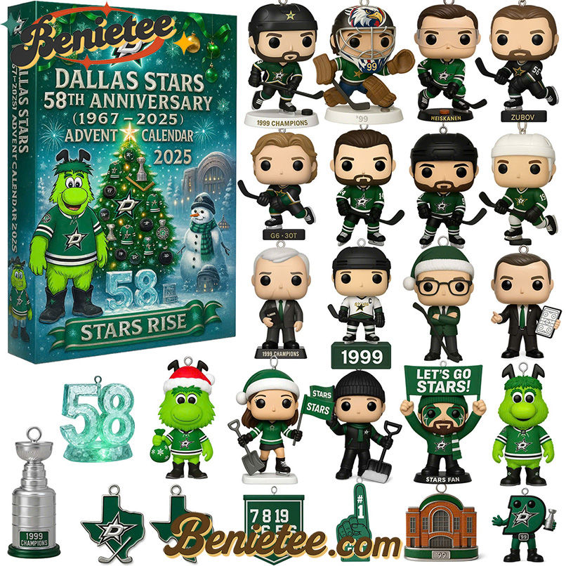 Dallas Stars Advent Calendar, Christmas Countdown Advent Calendar Gift Box with 24 Acrylic Ornaments - Image 2
