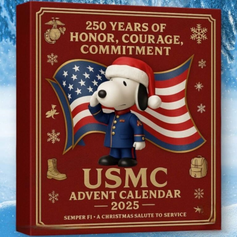 Snoopy USMC 250th Anniversary Advent Calendar, Christmas Countdown Advent Calendar Gift Box With 24 Acrylic Ornaments - Image 3