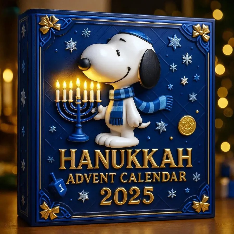 Snoopy Hanukkah Advent Calendar 2025, Christmas Countdown Advent Calendar Gift Box With 24 Acrylic Ornaments - Image 4