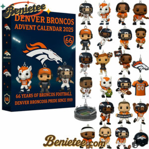 Denver Broncos Advent Calendar 2025 - 66th Anniversary Limited Edition Christmas Gift, Christmas Idea, Christmas Countdown Advent Calendar Gift Box with 24 Acrylic Ornaments