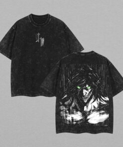 Design Retro Vintage Limited Edition Eren Yeager - Attack On Titan Tshirt, Anime Double Printed Washed Tee Unisex Oversize Anime Manga Washed Heavyweight Cotton T-shirt, Eren Yeager Fans v2