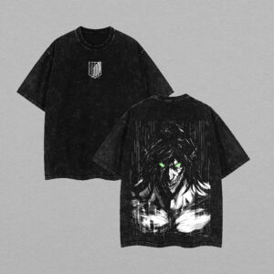 Design Retro Vintage Limited Edition Eren Yeager - Attack On Titan Tshirt, Anime Double Printed Washed Tee Unisex Oversize Anime Manga Washed Heavyweight Cotton T-shirt, Eren Yeager Fans v6