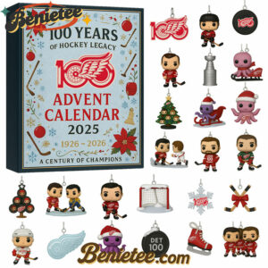 Detroit Red Wings 100th Anniversary Advent Calendar 2025, Christmas Countdown Advent Calendar Gift Box with 24 Acrylic Ornaments
