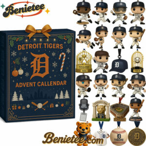 Detroit Tigers Advent Calendar, Christmas Countdown Advent Calendar Gift Box with 24 Acrylic Ornaments
