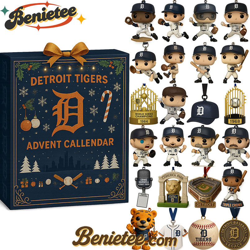 Detroit Tigers Advent Calendar, Christmas Countdown Advent Calendar Gift Box with 24 Acrylic Ornaments