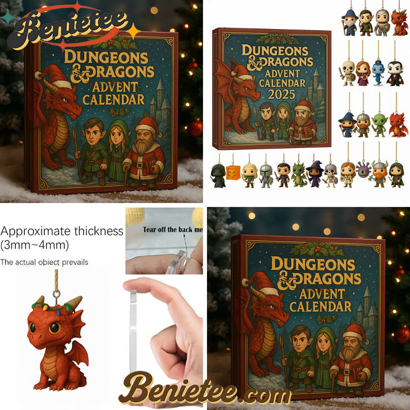 Dungeons Dragons Advent Calendar 2025, Christmas Countdown Advent Calendar Gift Box with 24 Acrylic Ornaments